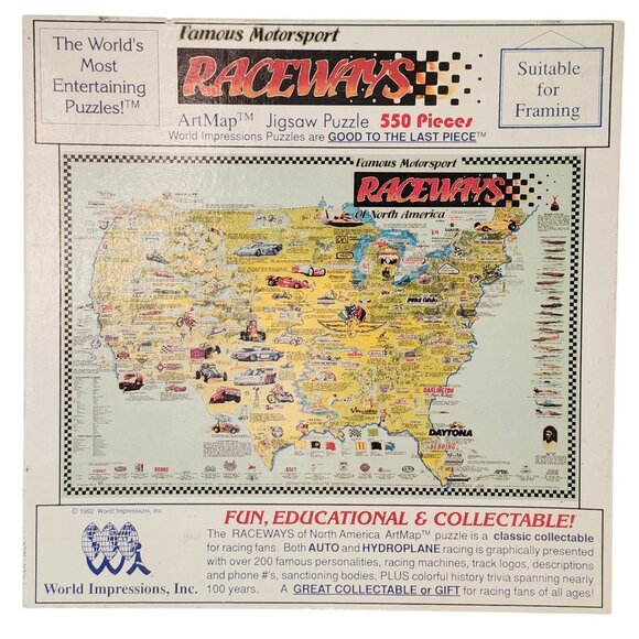 World Impressions Famous Motorsport Raceways ArtMap Jigsaw Puzzle 550 Pieces - Picture 1 of 9